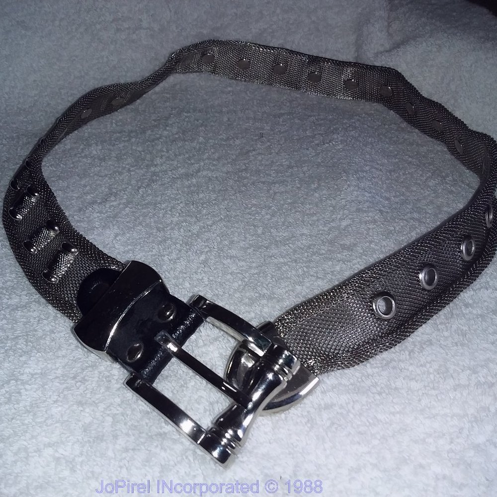 Vintage French Silver Metal Mesh Woven Decoratated Designer Belt
